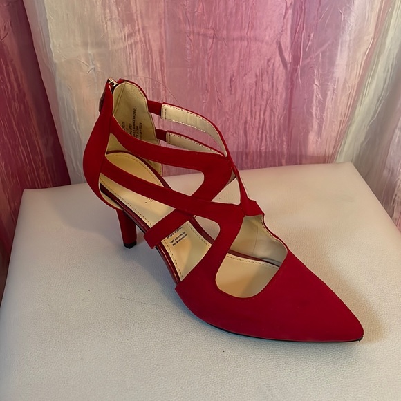 Liz Claiborne Shoes - Liz Claiborne red heels, straps, dressy, zipper back, size 8.5